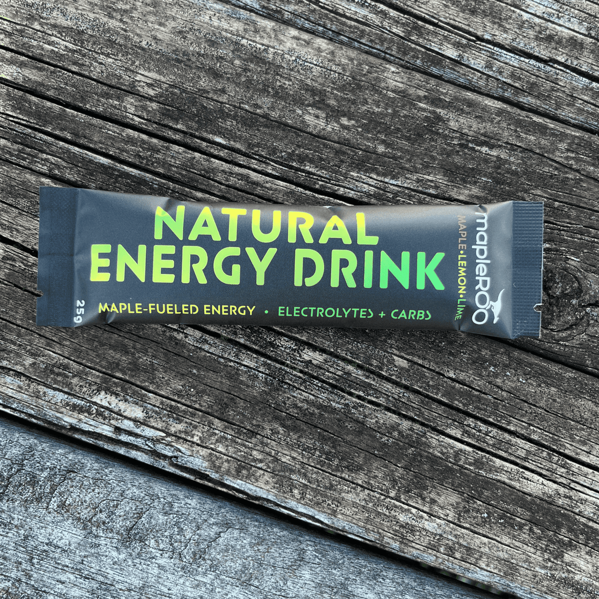 mapleROO Natural Drink Mix made with pure Canadian Maple Syrup and Lemon-Lime flavour and Electrolytes for hydration. Designed for athletes, runners and cyclists. 