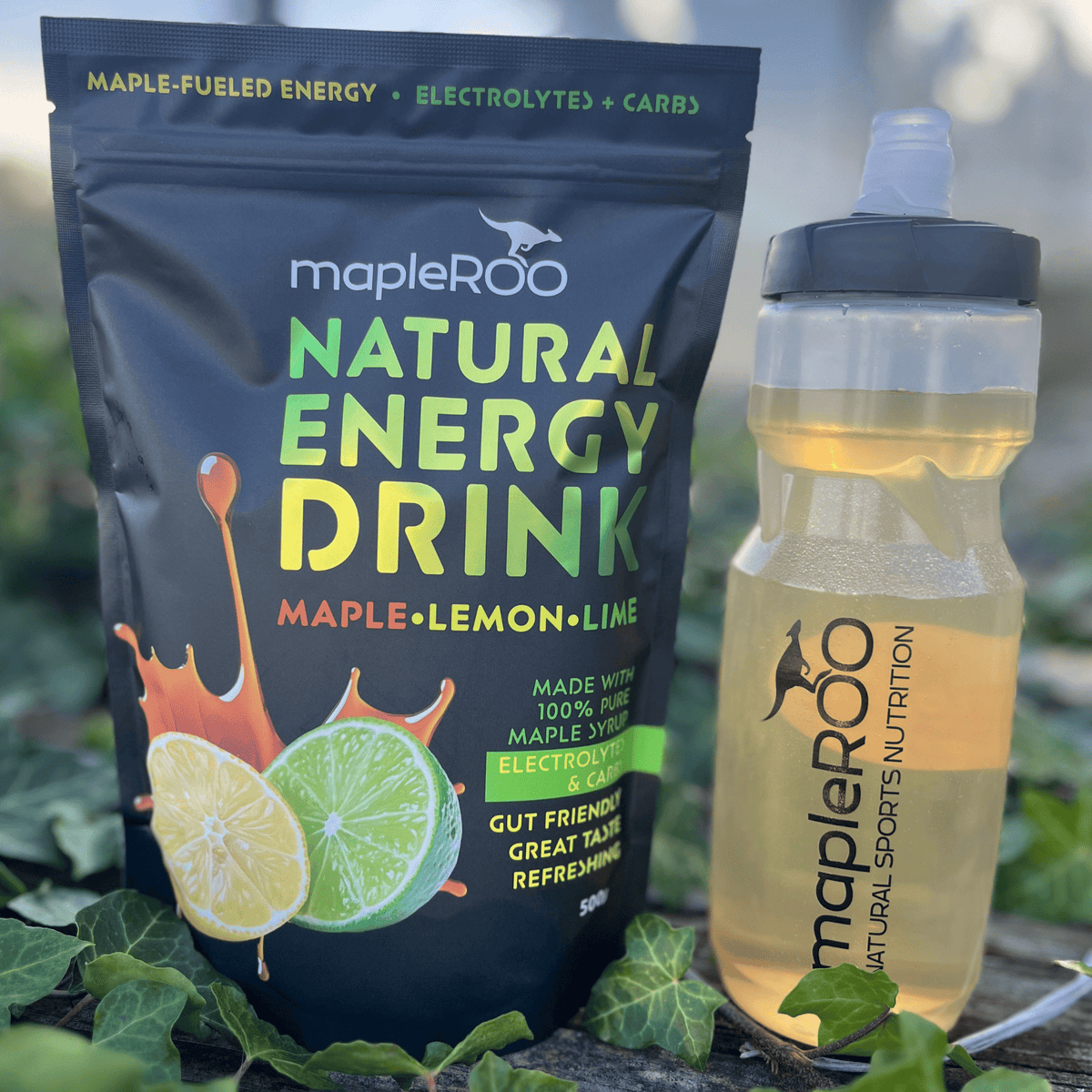 mapleROO Natural maple syrup Energy drink mix with the clear carbs and electrolytes needed to fuel and hydrate during intense training and races. 