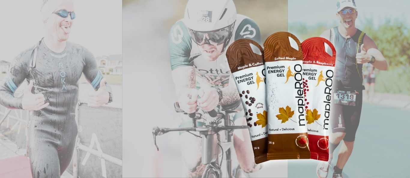 Triathletes fuel with Organic maple syrup Energy gels from Canada made with Organic ingredients (electrolytes and natural flavours) and they are easy to digest. 