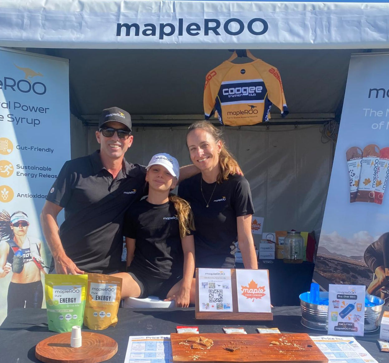 This is us - mapleROO. A family business who sale sports Nutrition based on maple syrup for runners, cyclists, swimmer and any active people.  